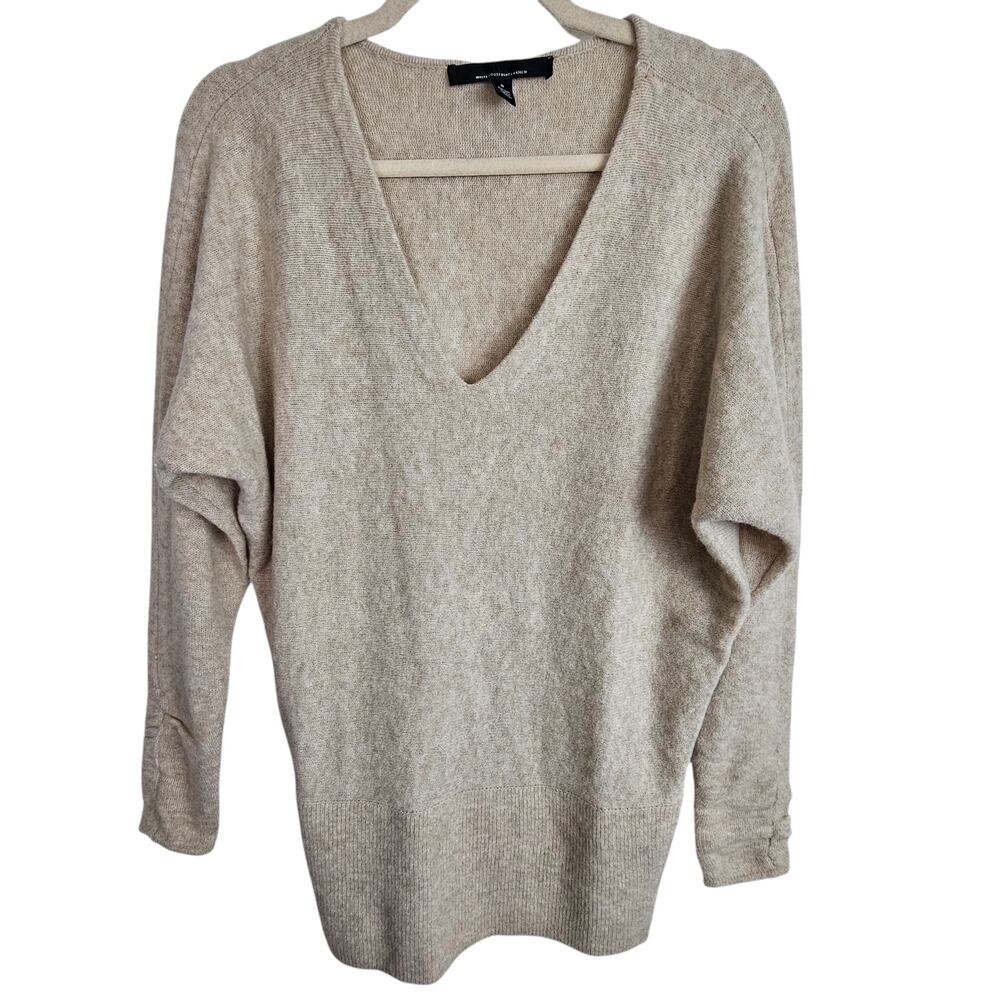 White House Black Market Womens Wool Blend Sweater S Minimalist Career Stretch